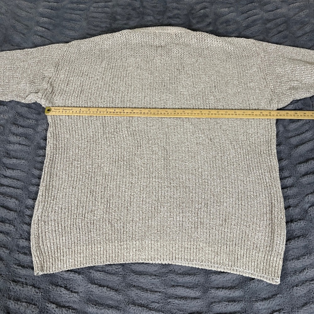 Eddie Bauer Mens Large Tall Cotton Henley Sweater Beige Oatmeal Marl Made in USA - Picture 5 of 7